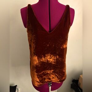 EUC LOFT Velvet Burnt Orange Women's double vee neck shell tank top, Size XSP